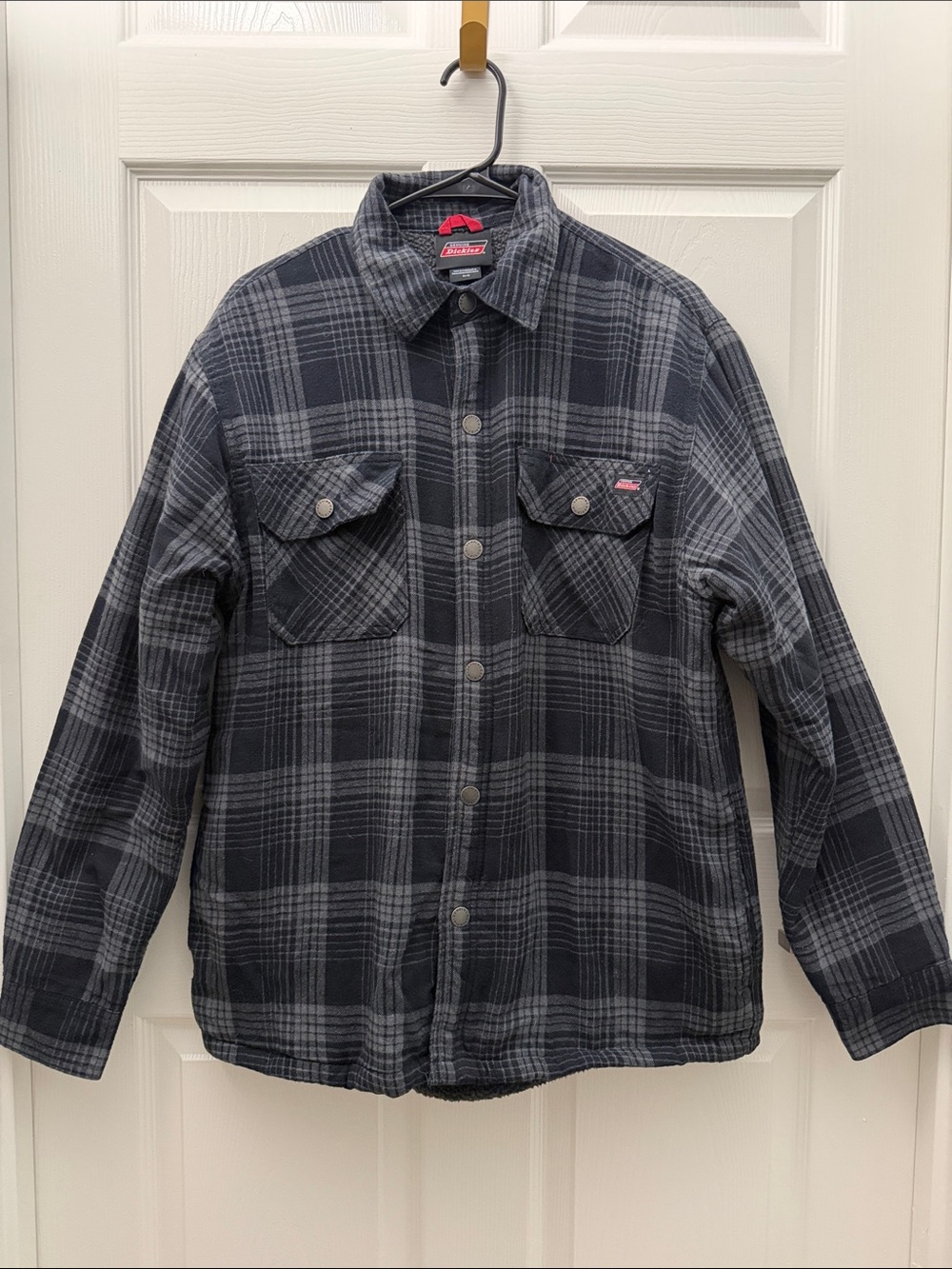 Dickies Men’s Black and Gray Plaid Shirt Jacket